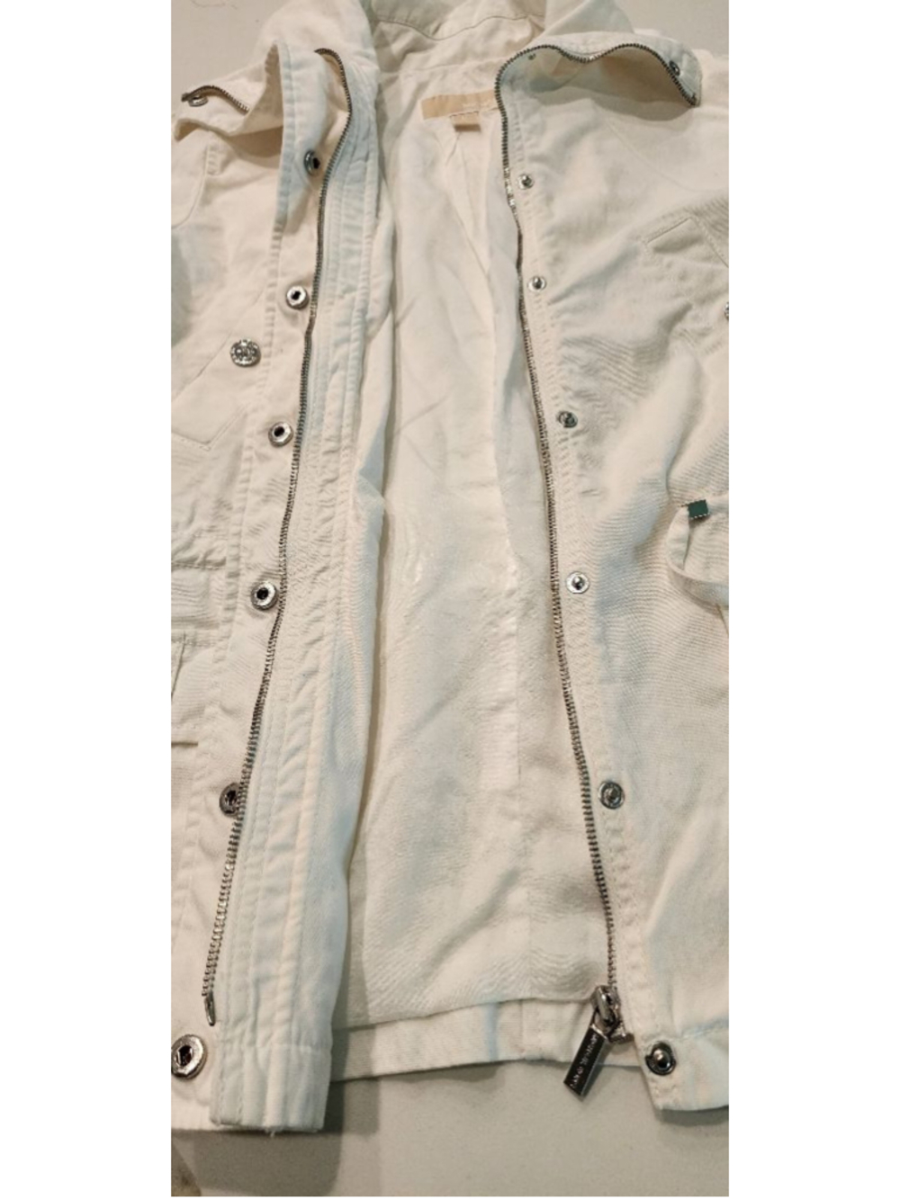 Michael Kors White Utility Cargo Jacket Women’s M Cotton Drawstring Zip Pockets - Picture 6 of 14
